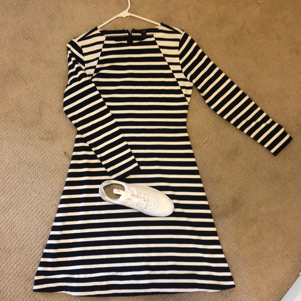 JCrew navy and white stripes dress